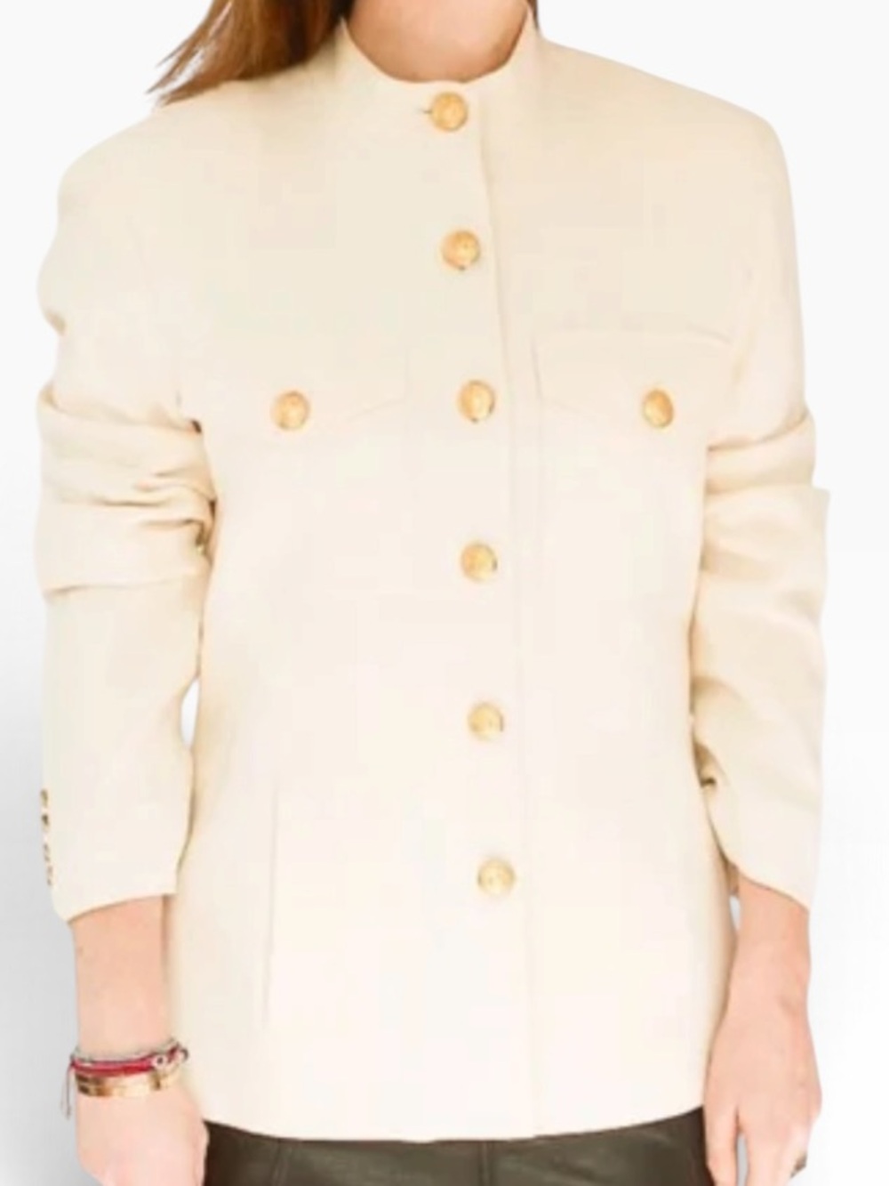 Lauren Ralph Lauren Vintage Cream Wool Blend Military Style Jacket 14